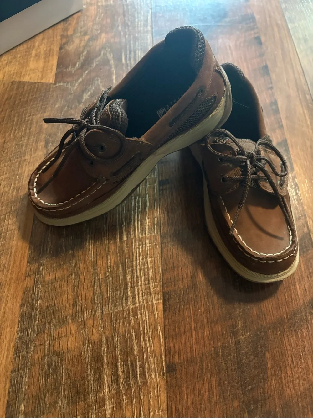 Sperry Kids Brown Suede Moccasins with Tan Sole